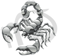 Scorpio Symbol depicting a gray scorpion